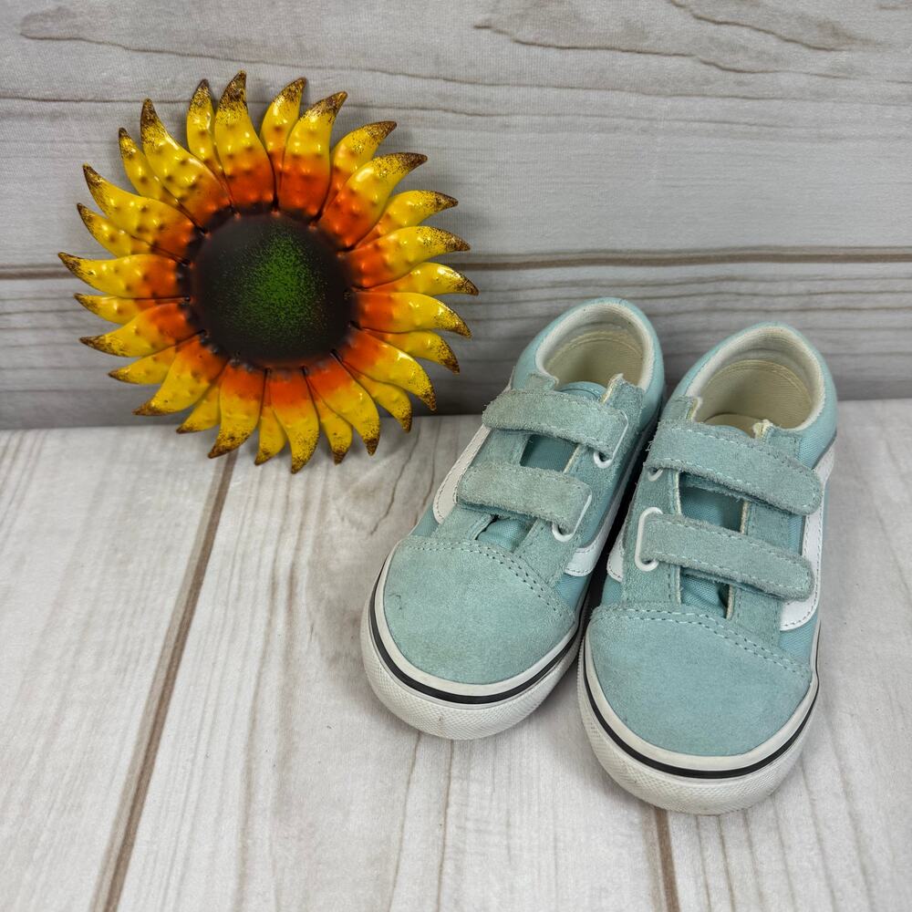Vans Old Skool V Aqua Blue Suede Toddler Sneakers10C‎